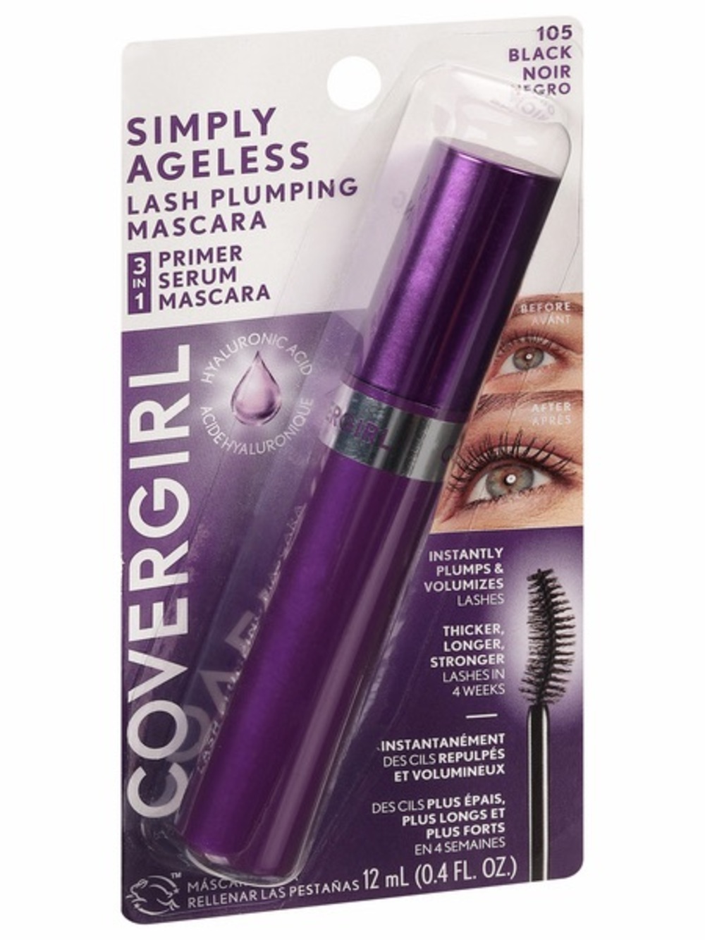 COVERGIRL Simply Ageless Lash Plumping Mascara - Purple Tube, Black Shade
